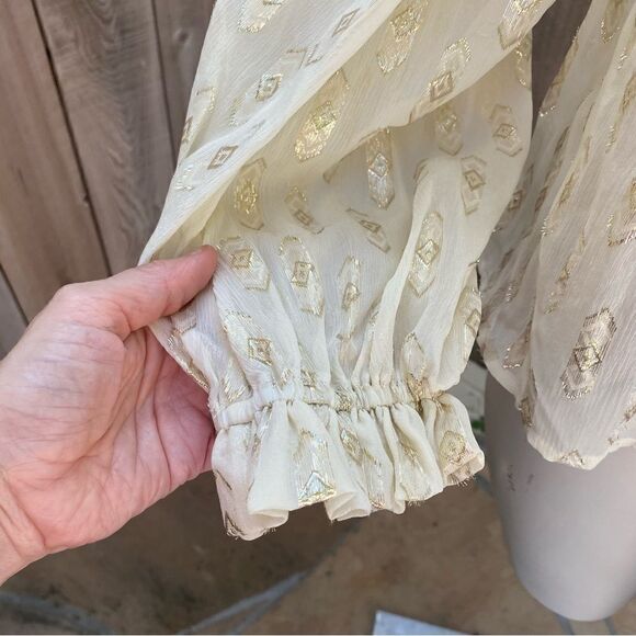 Loveshackfancy ruffle erin top with gold accents size small - Picture 10 of 16